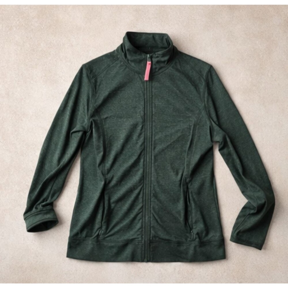 Boden Active Forest Green Full ZipJacket Mock Neck Size US 8 Athleisure Fitted